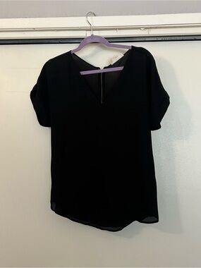 Hippie Rose Black V-Neck Short Sleeve Blouse